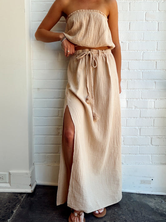 BELTED MAXI SKIRT