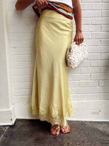 SATIN LACE MAXI SKIRT