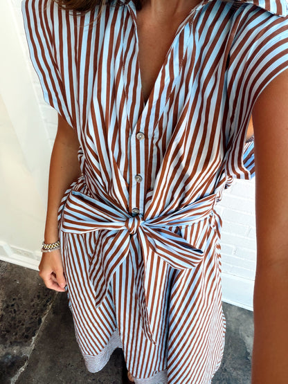 TAFFY STRIPED MAXI DRESS W/ TIE