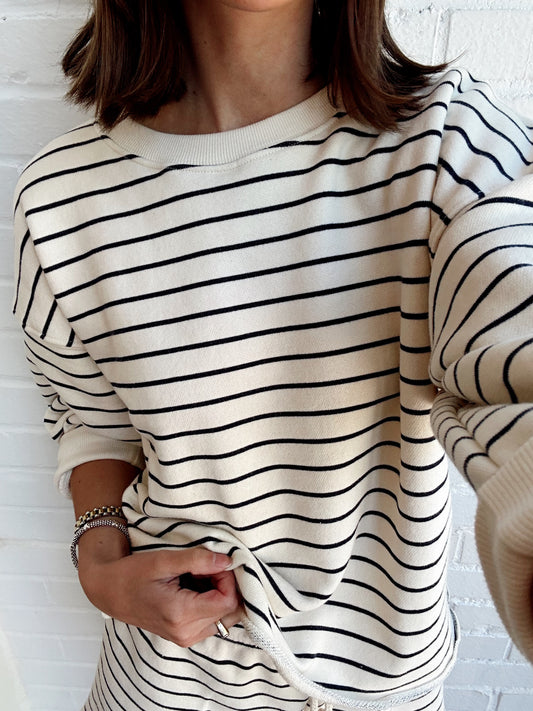 NIALL STRIPE TERRY OVERSIZED CREW