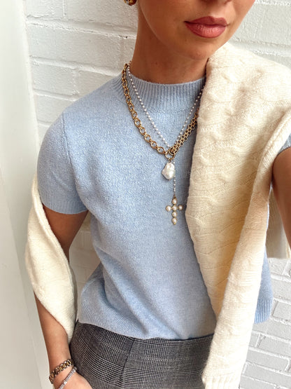 VHARI KNIT MOCK NECK S/S SWEATER