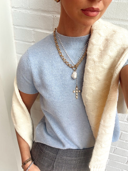VHARI KNIT MOCK NECK S/S SWEATER
