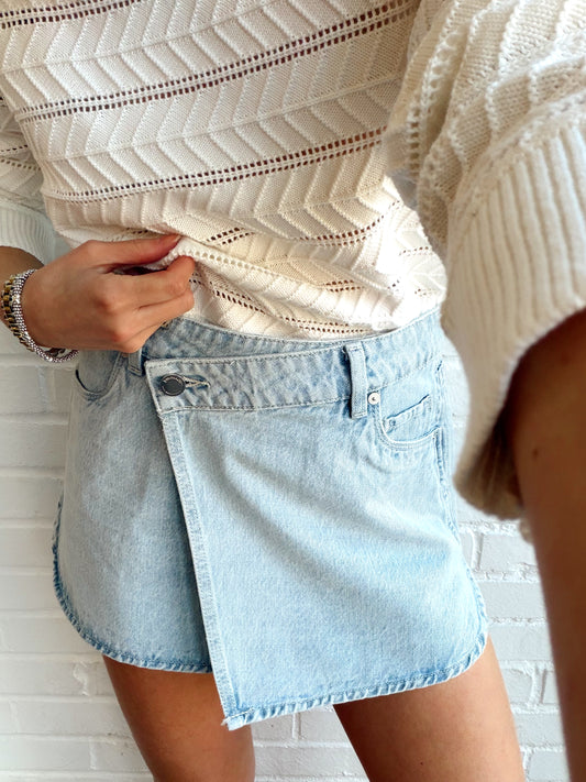 TEA BREAK DENIM MINI SKIRT