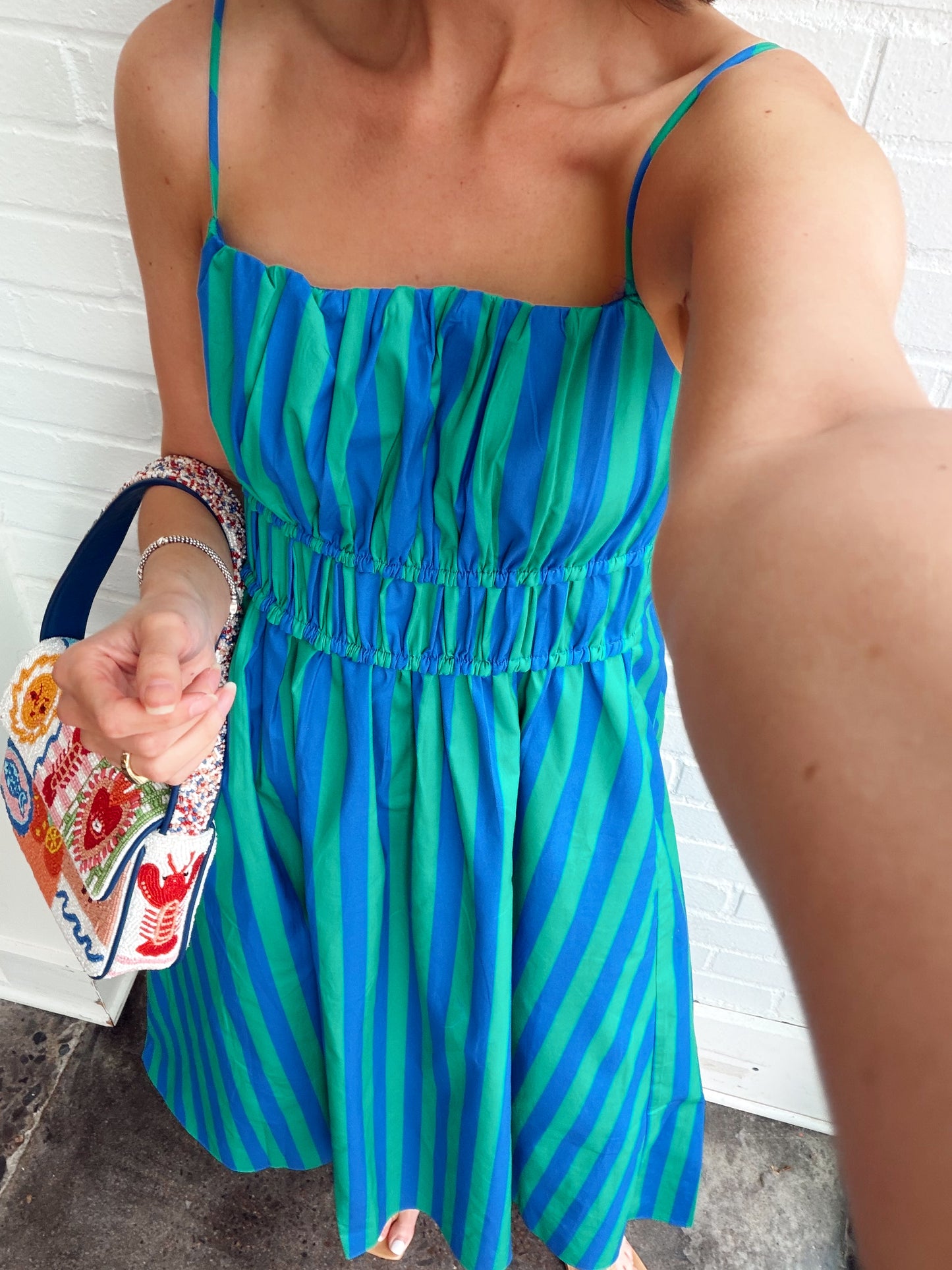 STRIPE SLEEVELESS MAXI DRESS