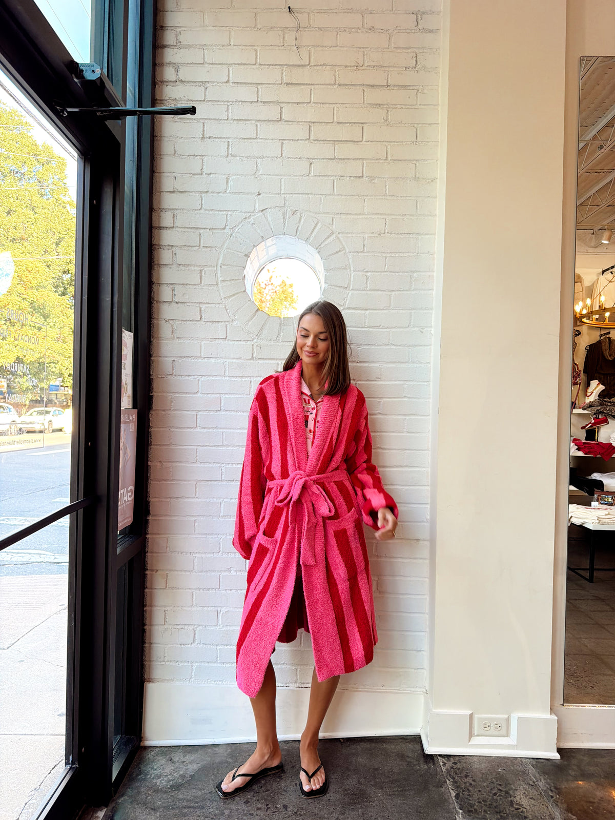 PRISCA ROBE CRIMSON POP STRIPE