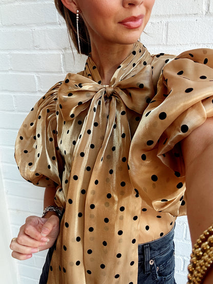 POLKA DOT PUFF SLEEVE BLOUSE