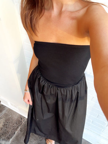 RIBBED TUBE BODICE MAXI DRESS