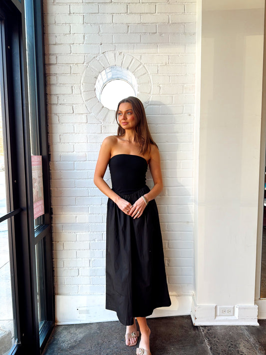 RIBBED TUBE BODICE MAXI DRESS