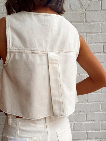 RUE BACK SLIT TOP- OFF WHITE