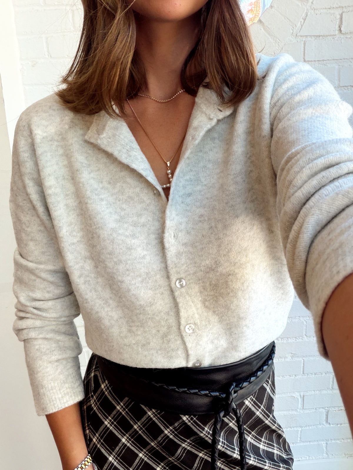 MEDINA CARDIGAN- FEATHER GREY