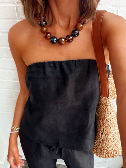GIANNA LINEN TUBE TOP