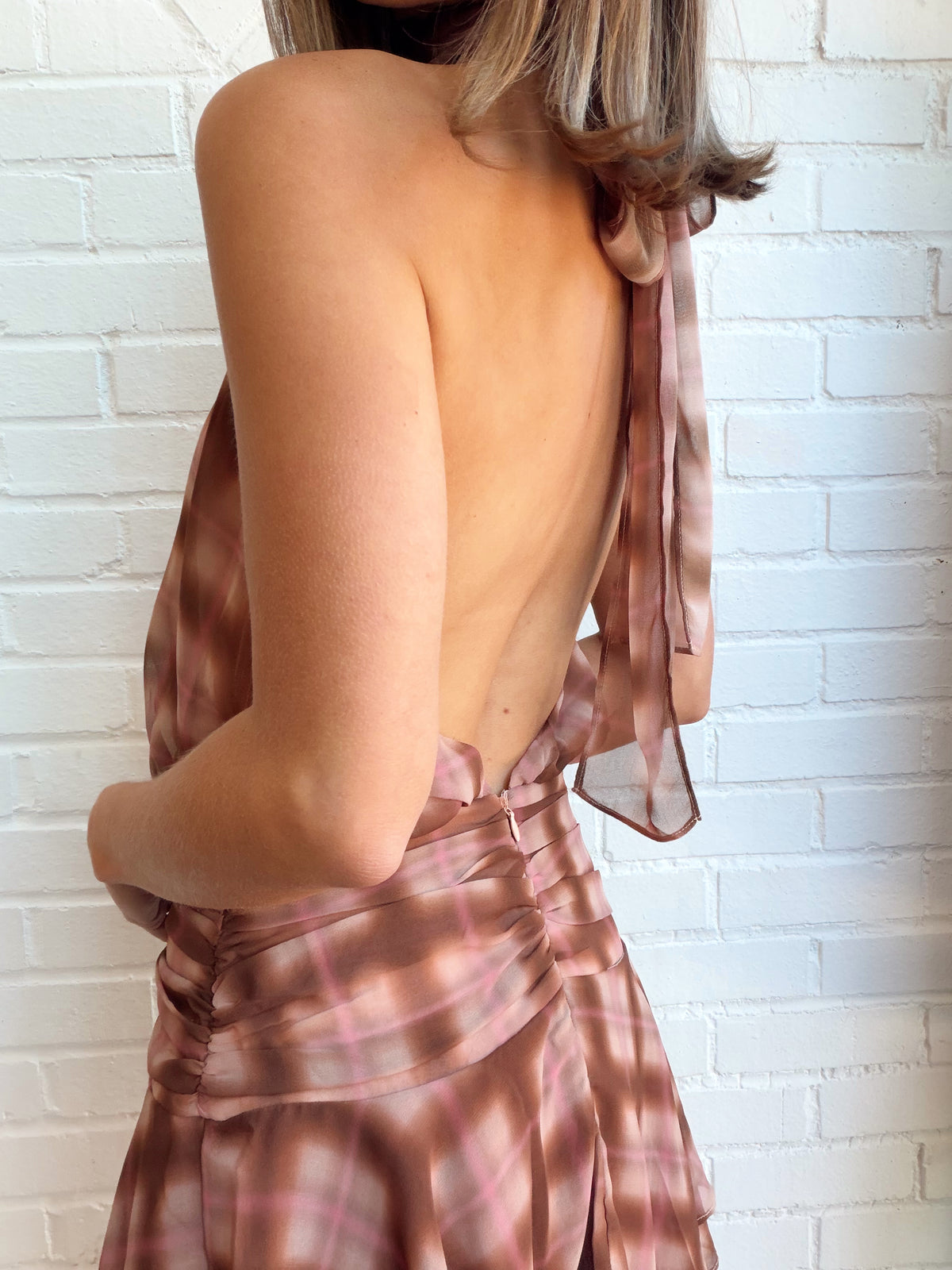 ARIA PLAID HALTER MINI