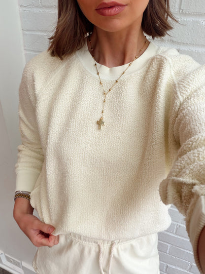 ZIGGY REVERSE FLEECE SHRUNKEN CREW
