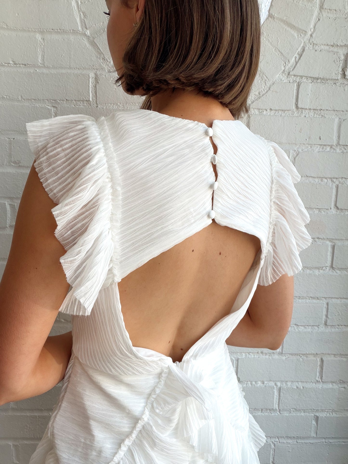 NOVA PLEATED RUFFLE MINI DRESS