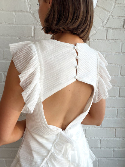 NOVA PLEATED RUFFLE MINI DRESS