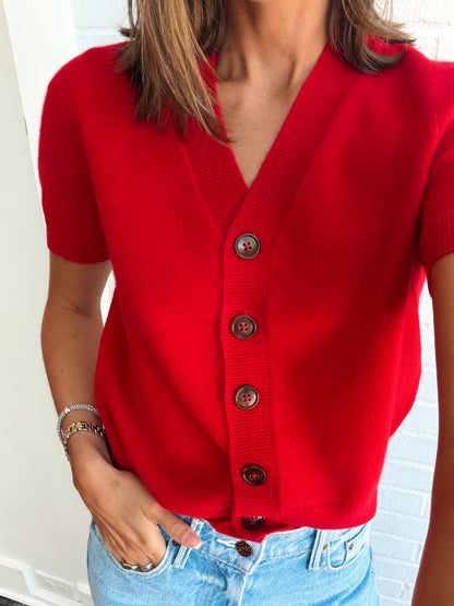 V-NECK SHORT SLEEVE CARDI