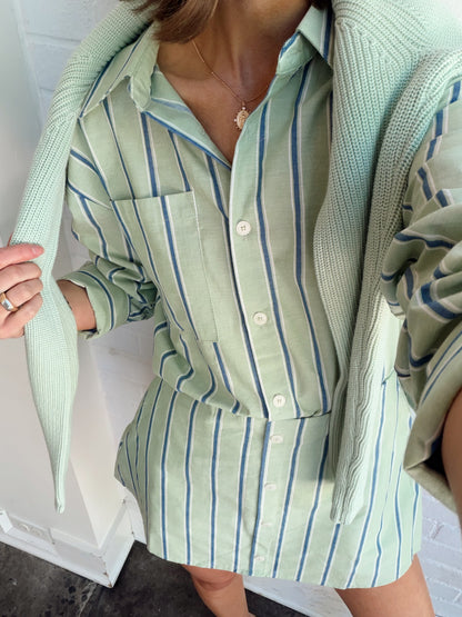 STRIPED LONG SLEEVE SKIRT+SKORT SET