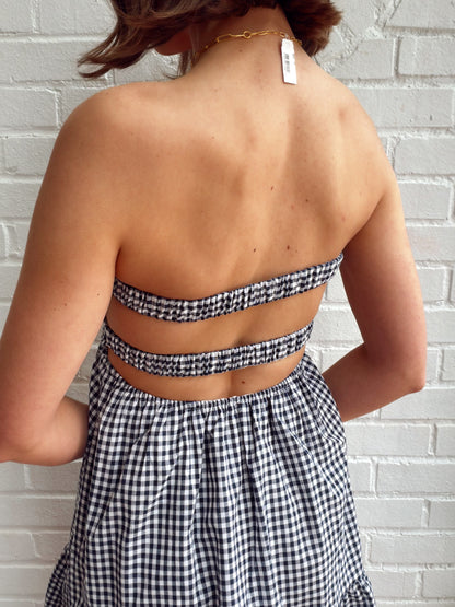 STRAPLESS TWIST MINI DRESS