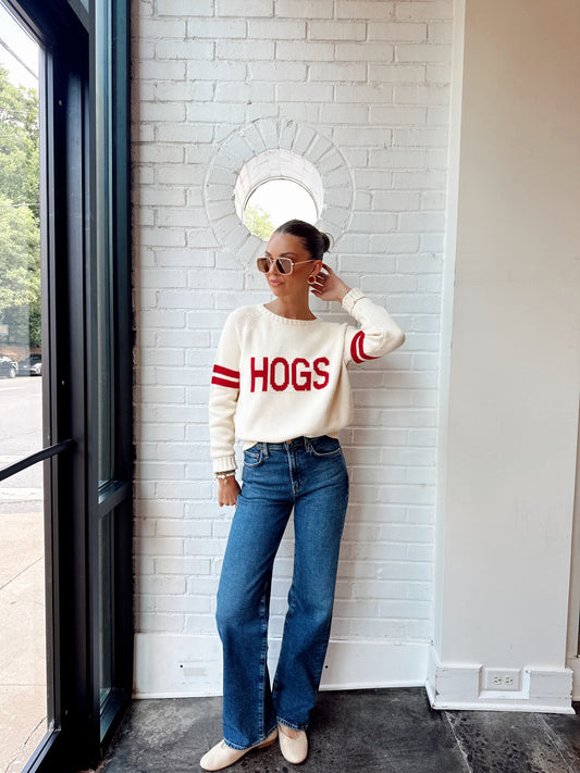 BLOCK "HOGS" SWEATER W/ STRIPE