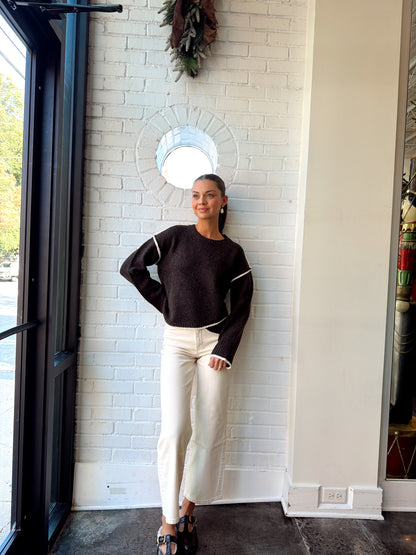 JULIET CONTRAST DETAIL OVERLAP HEM SWEATER