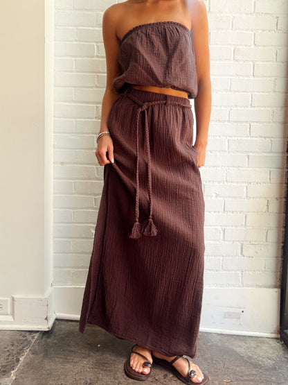 BELTED MAXI SKIRT