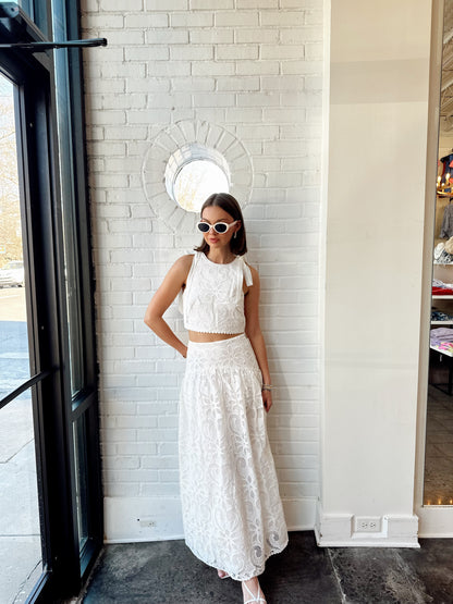 MARLEIGH EYELET MIDI SKIRT SET