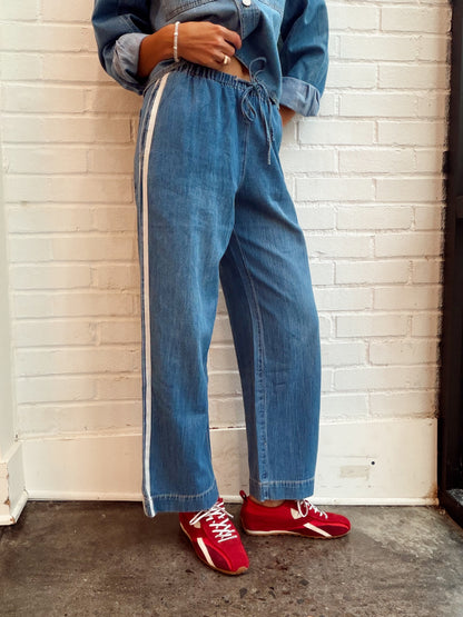 THE SIDELINES DENIM TRACK PANT
