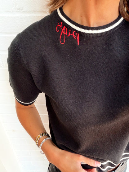 SHORT SLEEVE PIGS EMBROIDERED