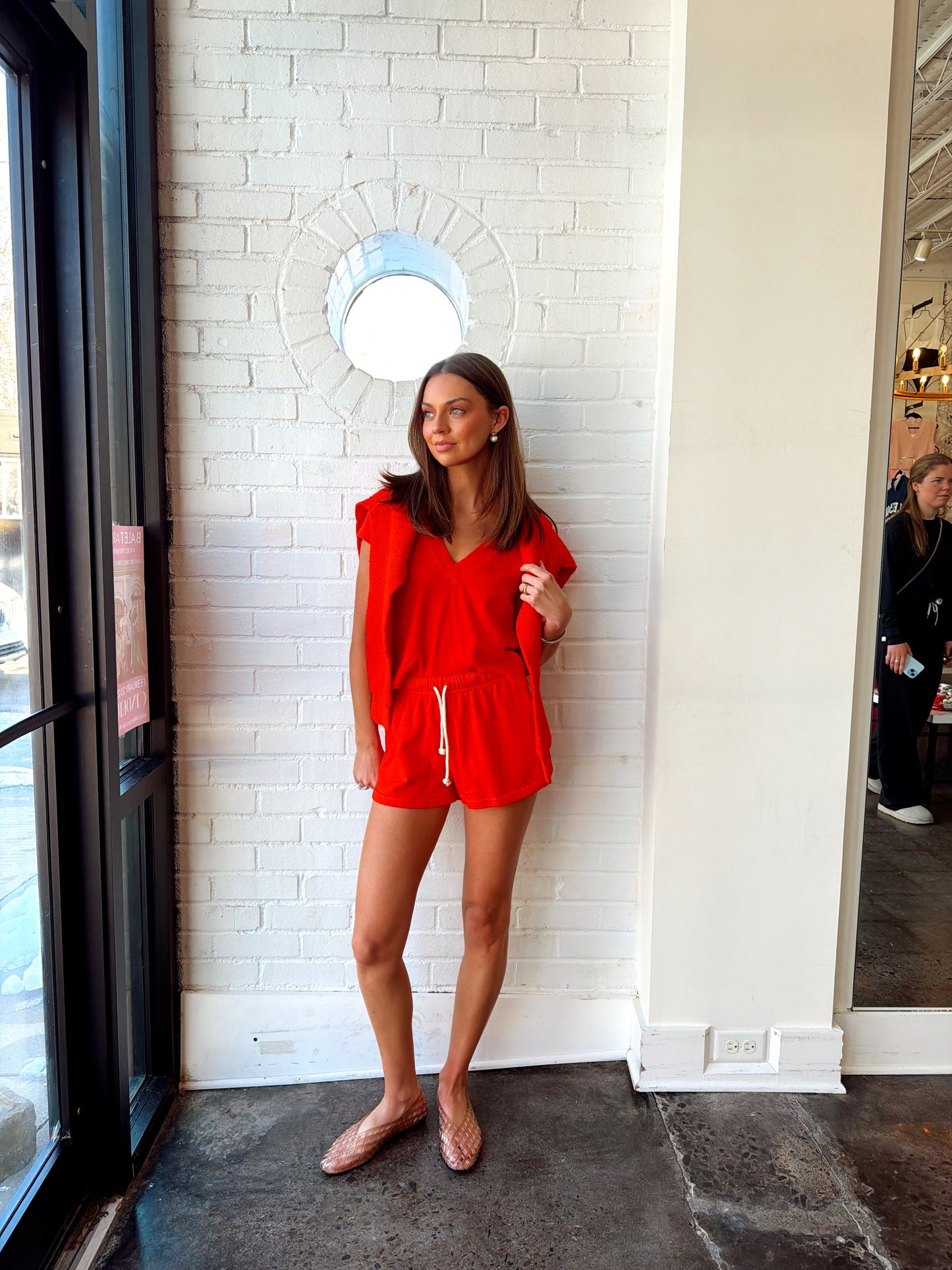 LAYLA FRENCH TERRY SWEAT SHORT- TOMATO