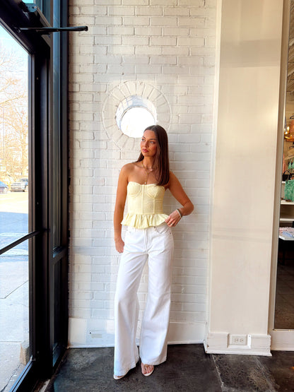 MIRA TEXTURED PEPLUM TUBE TOP