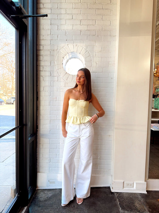 MIRA TEXTURED PEPLUM TUBE TOP