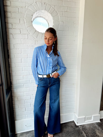 STRIPE RUFFLED SHIRT