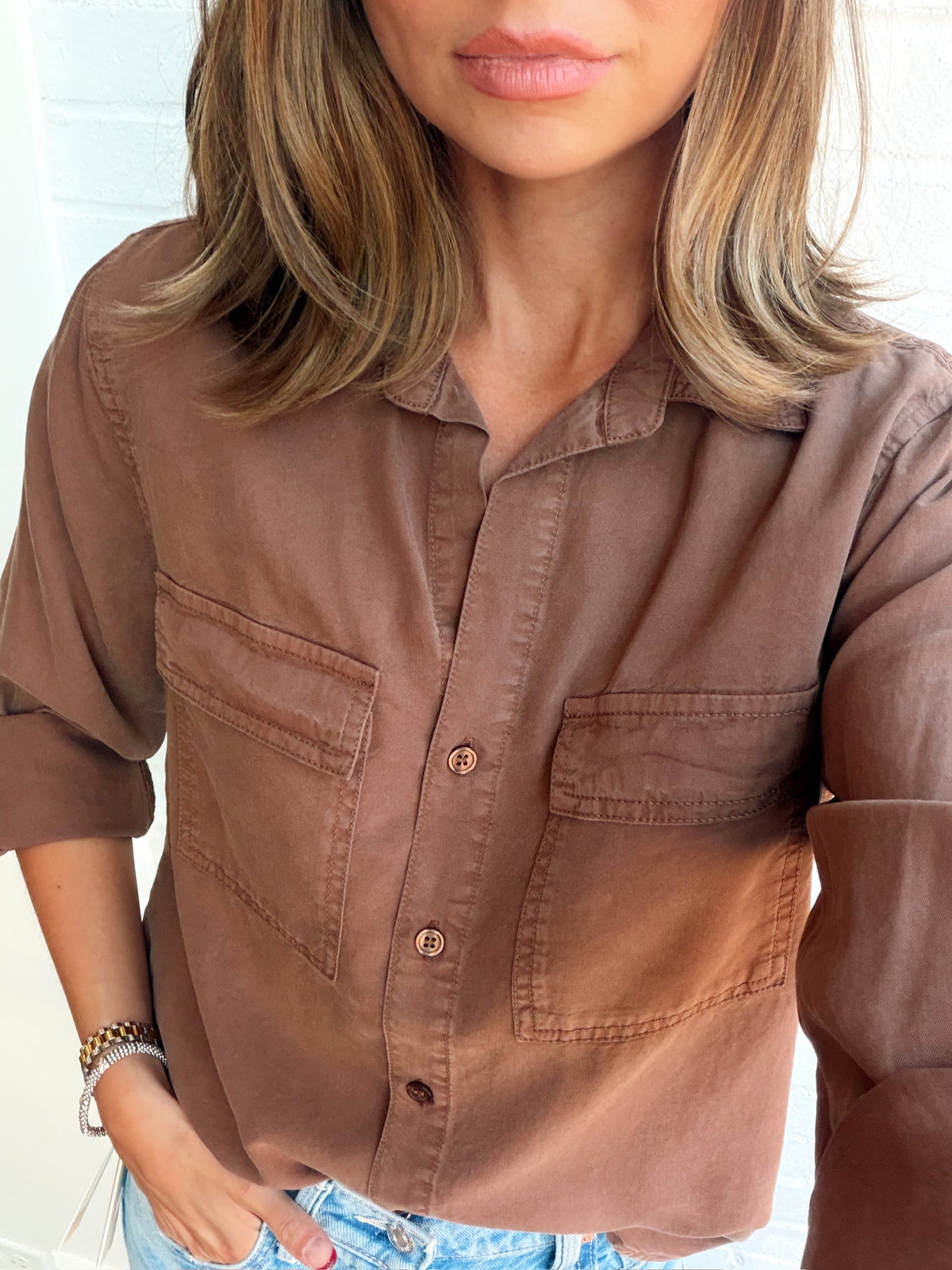 TALMA ROLL SLEEVE BLOUSE