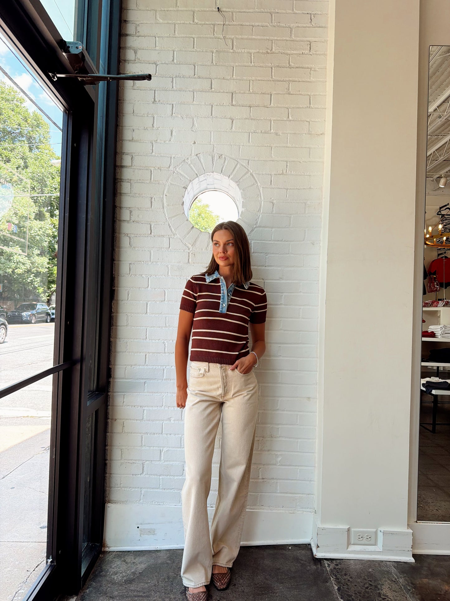 SHYLA STRIPED CROP SWEATER