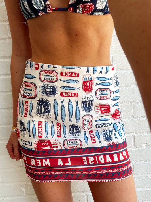 ALL NIGHT SKORT- SARDINE BORDER