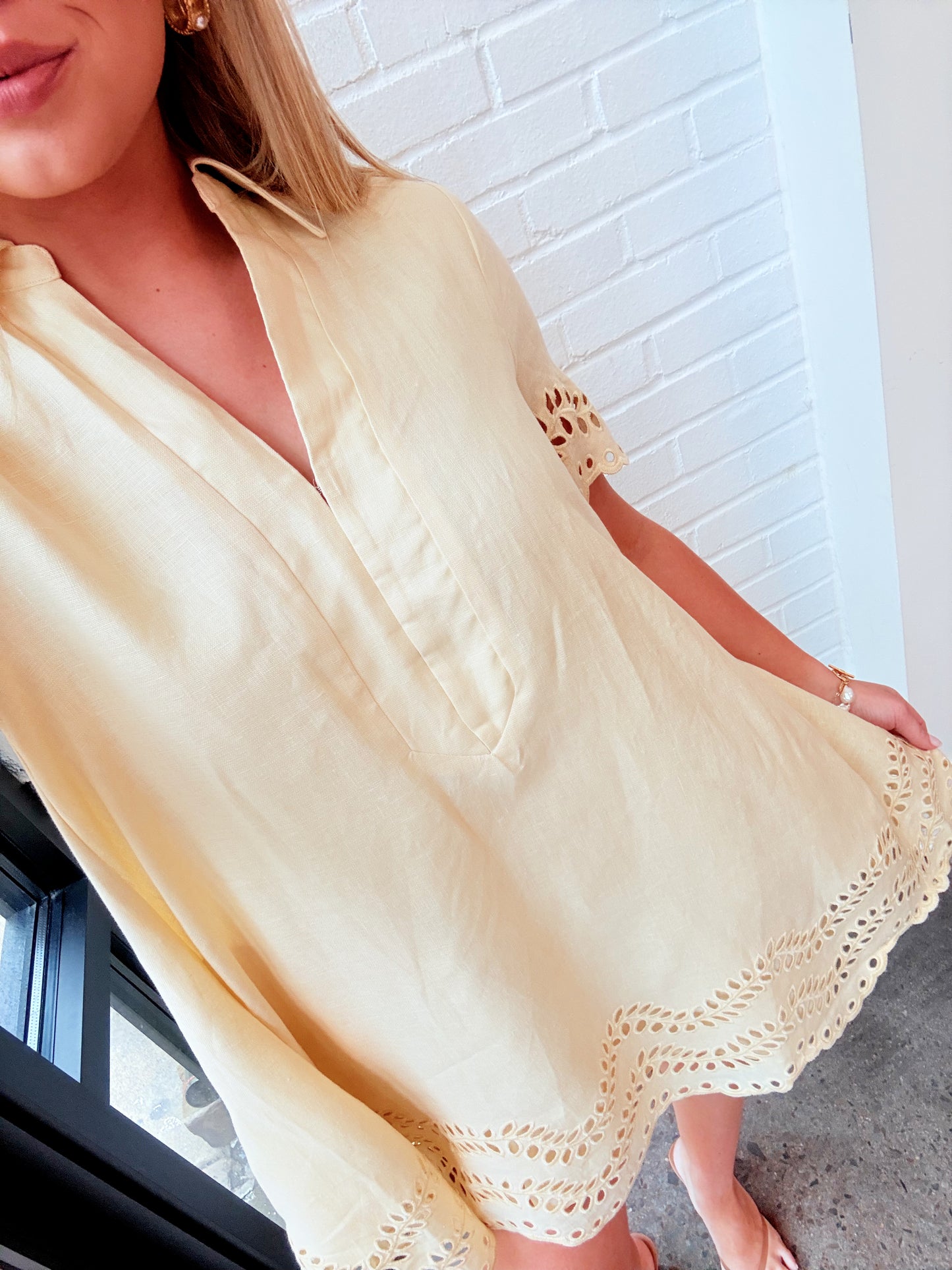 EYELET MINI DRESS