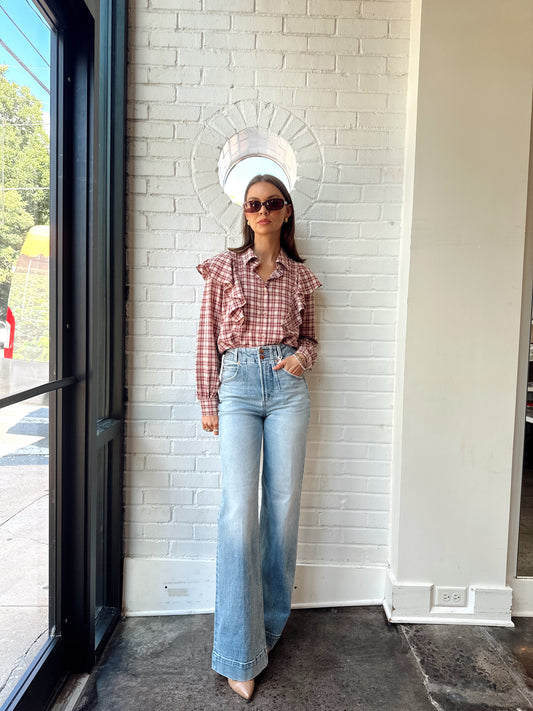 DRU RUFFLE FRONT BLOUSE