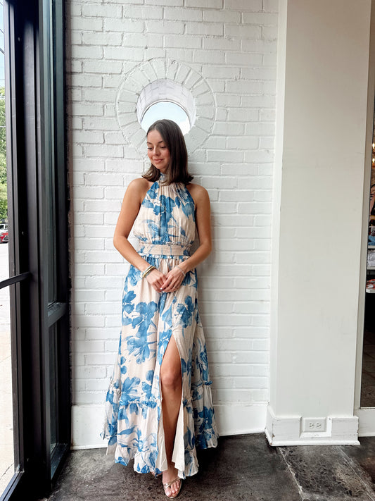 TIE BACK HALTER NECKLACE MAXI
