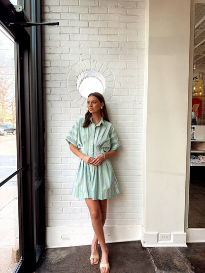 LORINE STRIPE MINI SHIRT DRESS