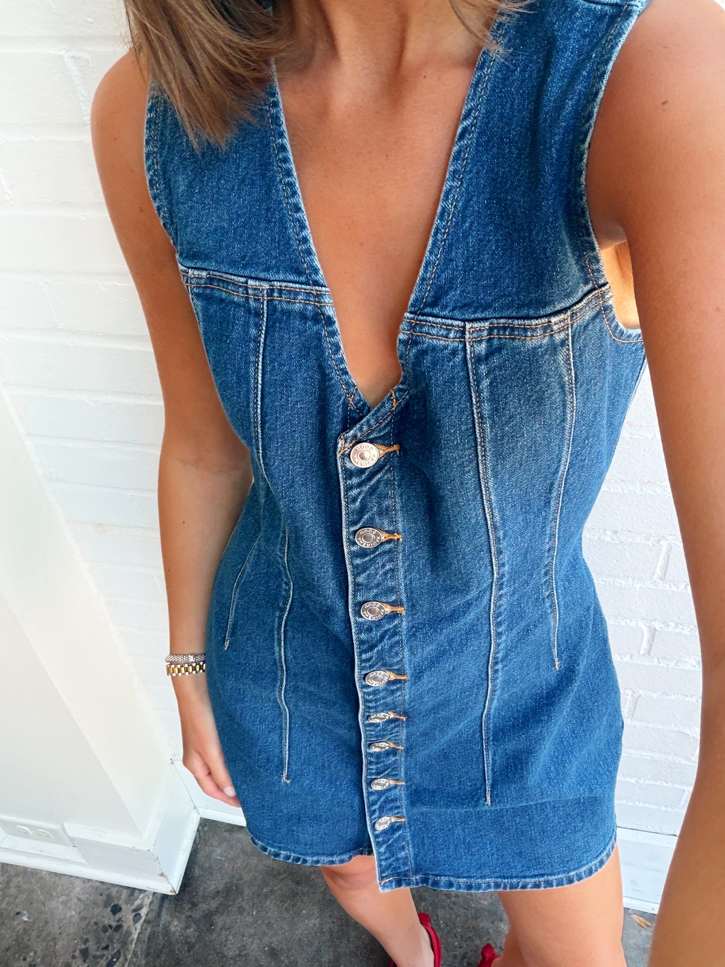 DENIM V-NECK DRESS
