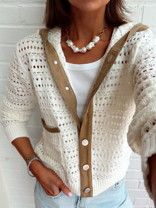 AVERY MIXED MEDIA HOODED CARDI