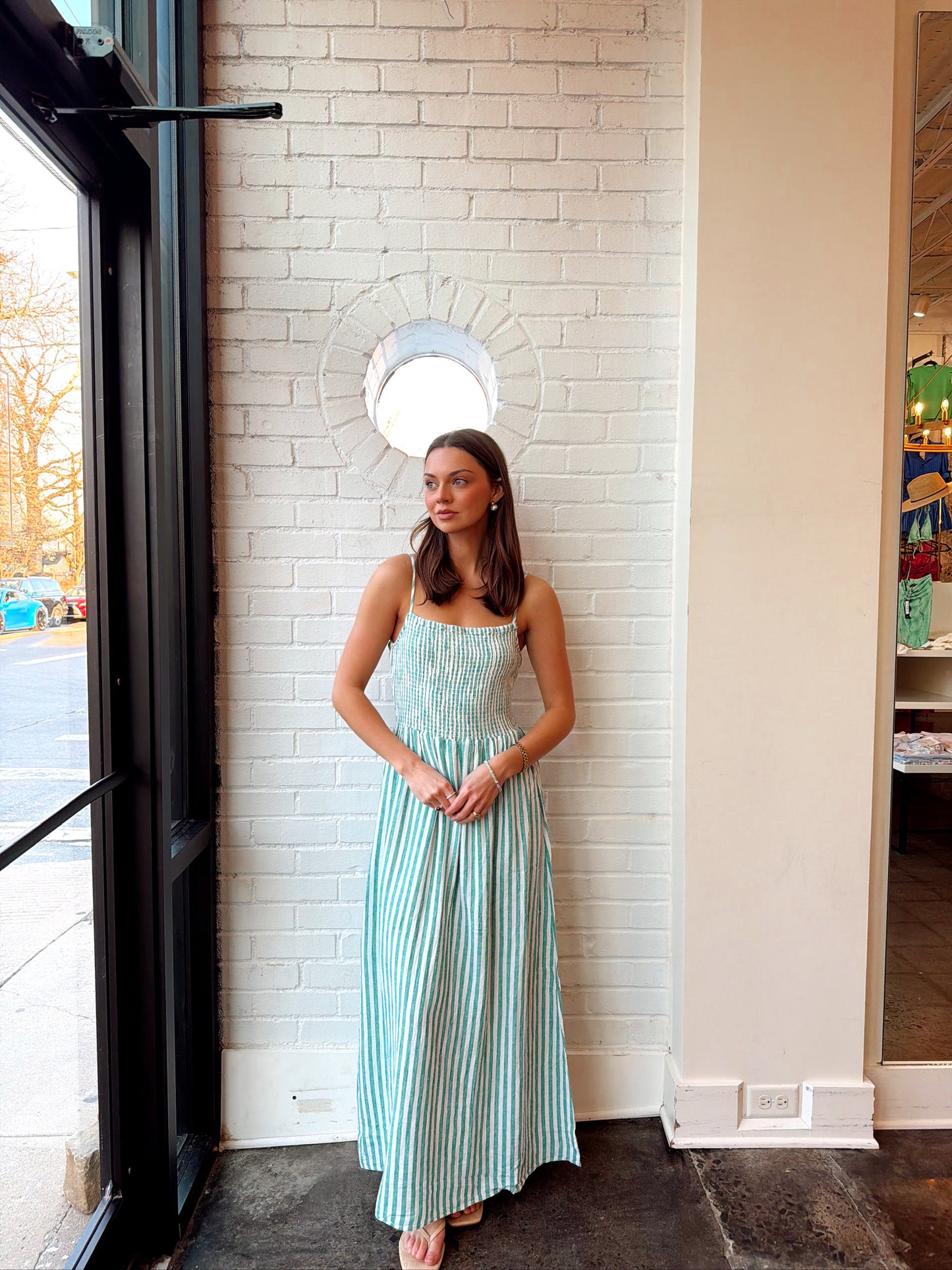 BAYSIDE STRIPED MIDI DRESS