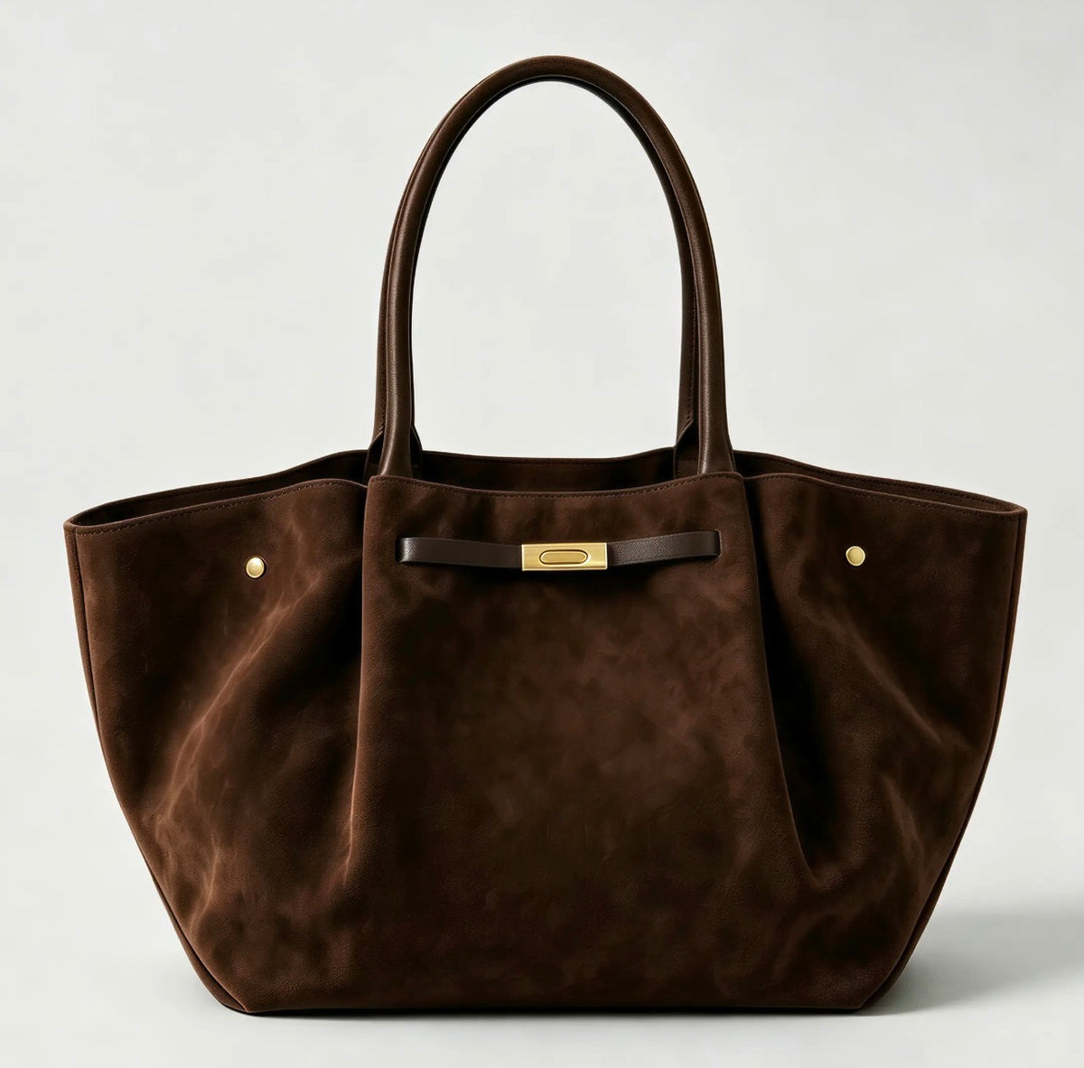 LARGE GENUINE SUEDE BAG W/ LEATHER DETAILS