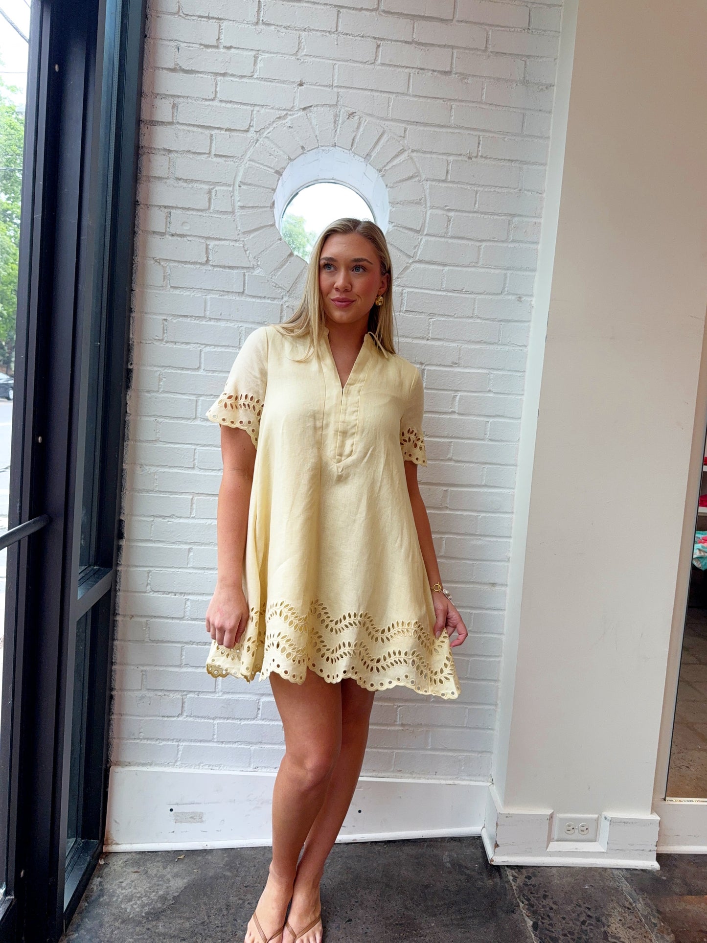 EYELET MINI DRESS