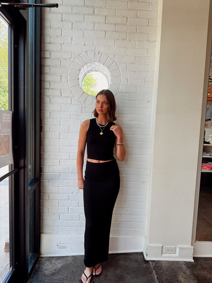 RIB FOLD DOWN MAXI SKIRT