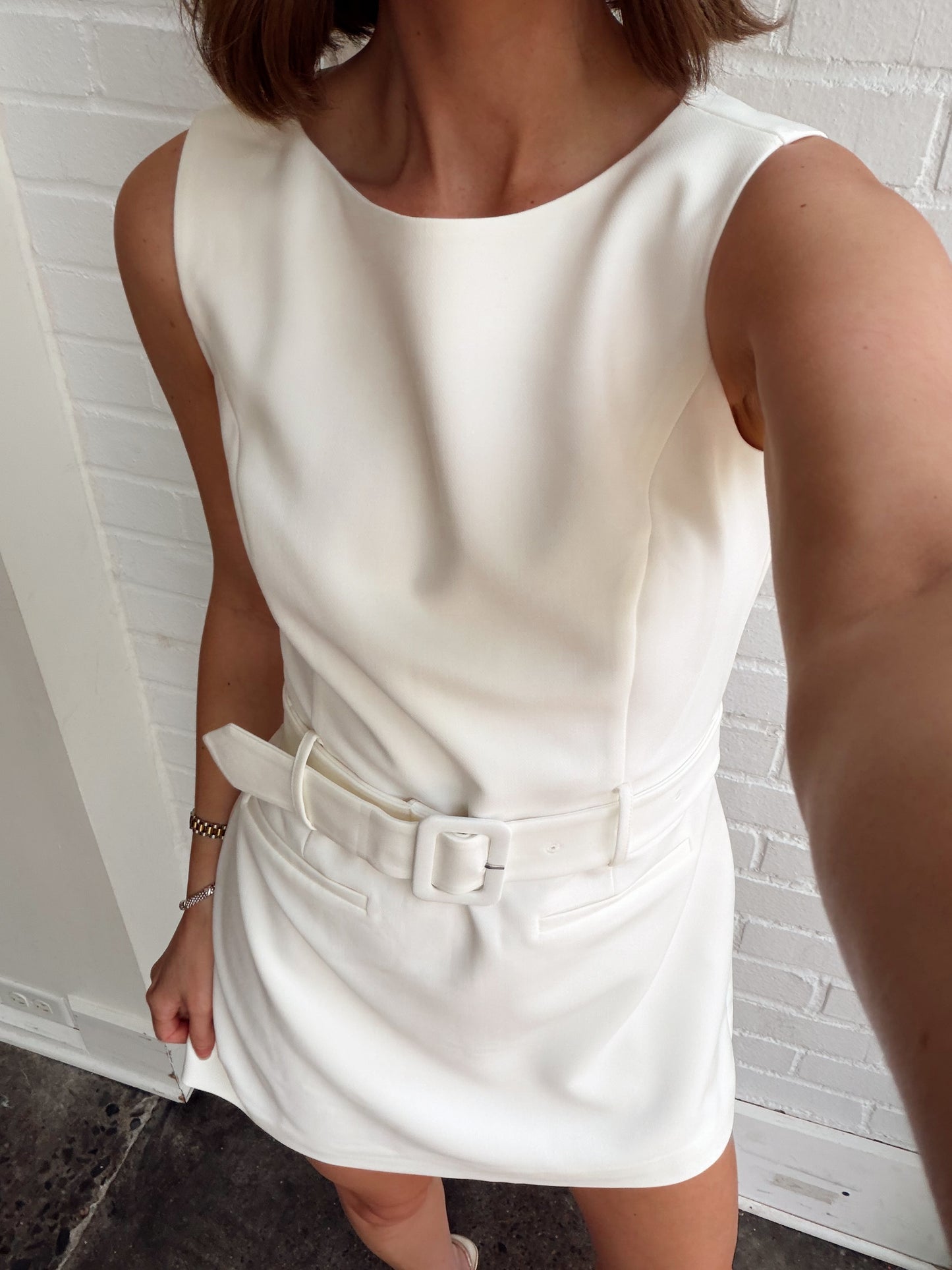 AZRA TWILL BELTED MINI DRESS