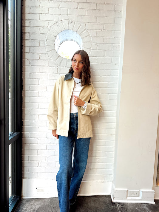 BARN JACKET W/ CONTRAST COLLAR