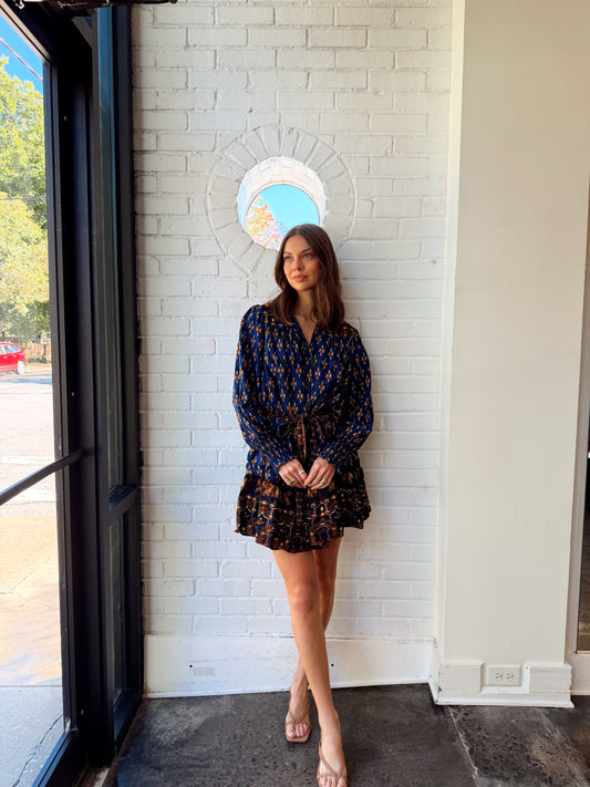HIGH NECK MINI RUFFLE DRESS