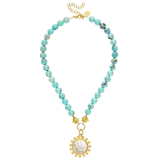 ERIN ENGRAVED DOVE AGATE NECKLACE