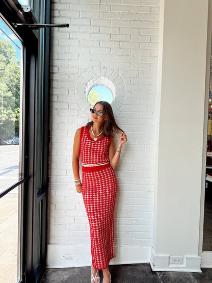 CHECK MAXI SKIRT
